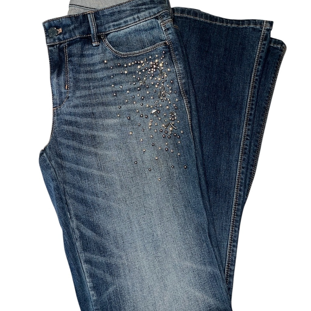 White House Black Market Women's Blue Flared Jeans. Excellent condition.